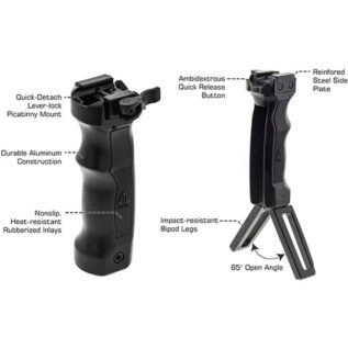 leapers utg d grip quick release deployable bipod black 2
