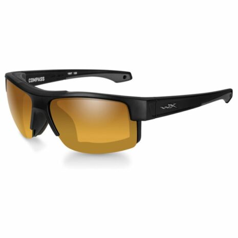 Wiley X Compass Polarized Amber Gold Mirror Matte Black Frame
